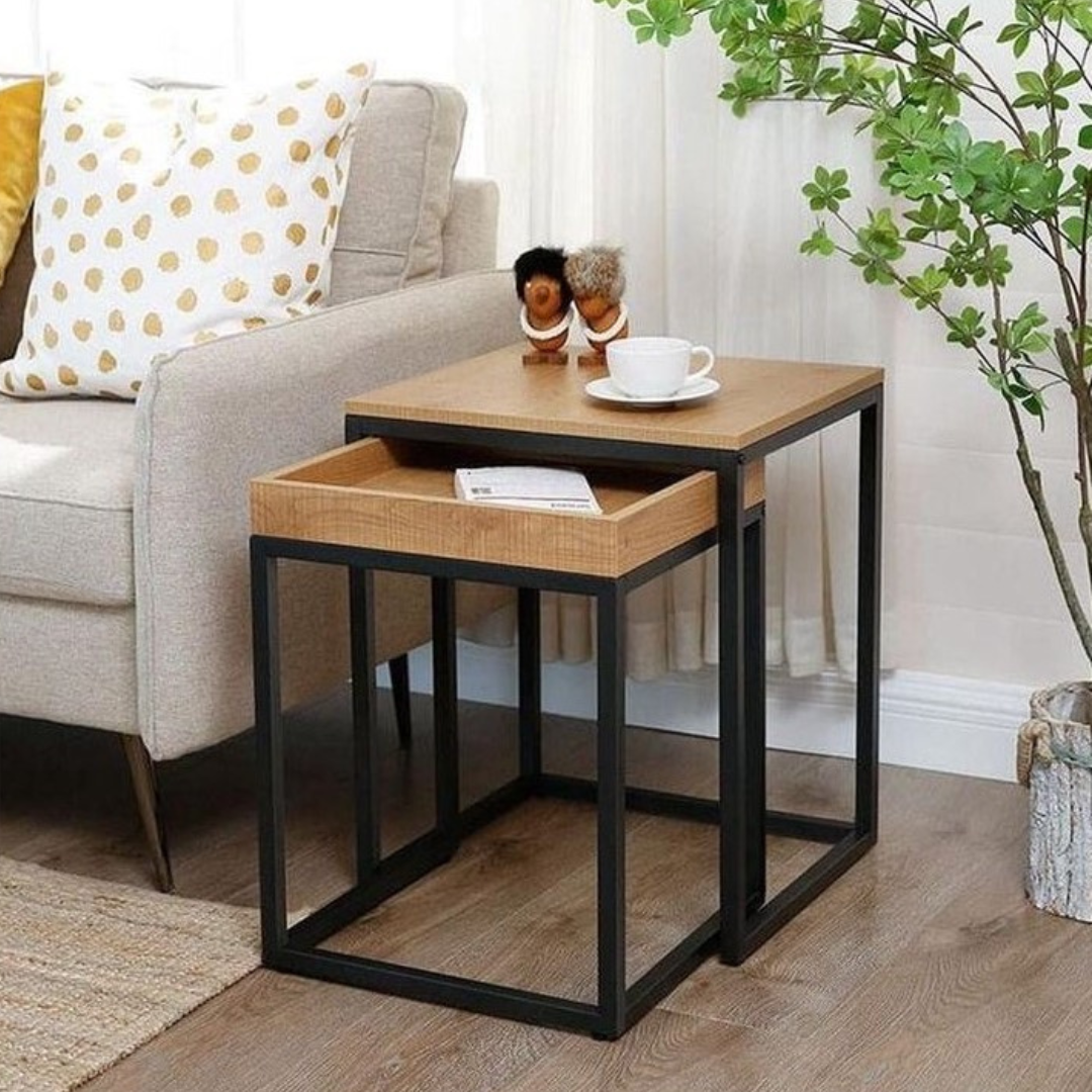 Coffe Table | Wooden & Black | 40 x 40 x 50 | CT6