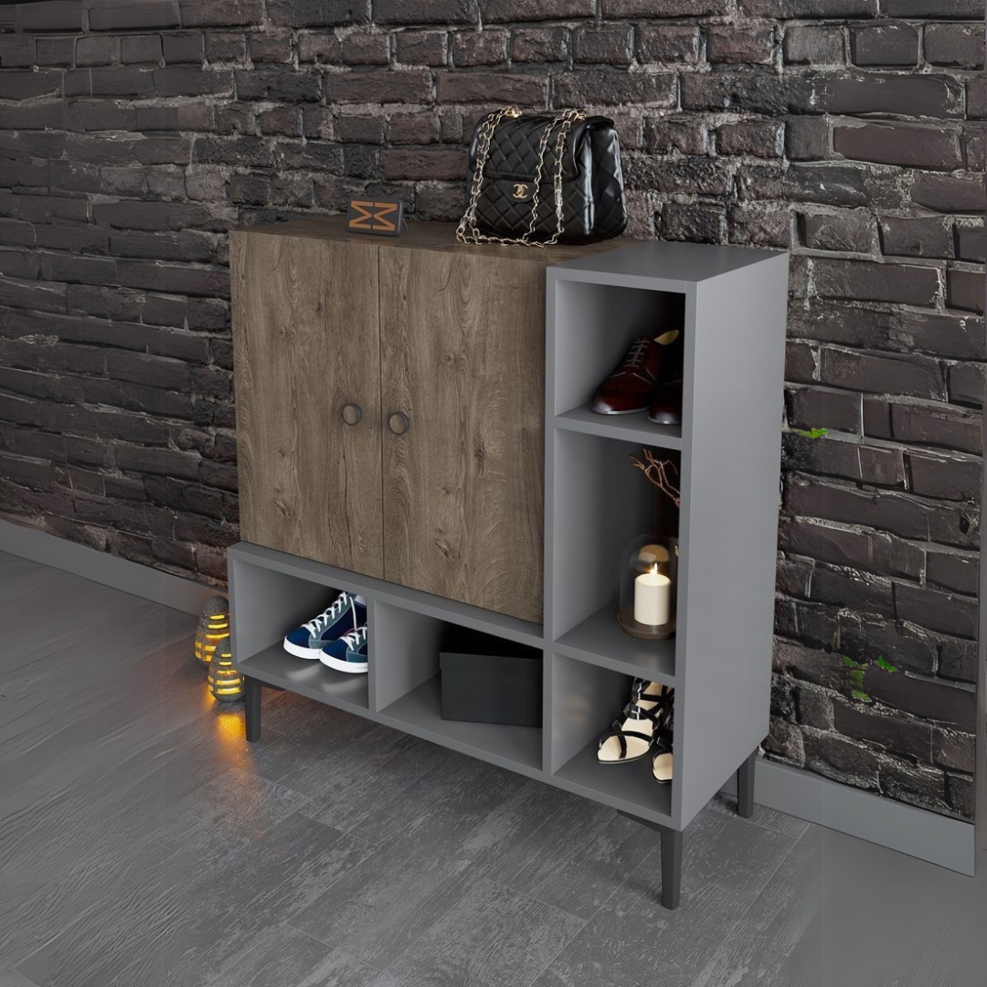 Shoe Closet | Wooden & Grey | 100 x 40 x 100 | SU72