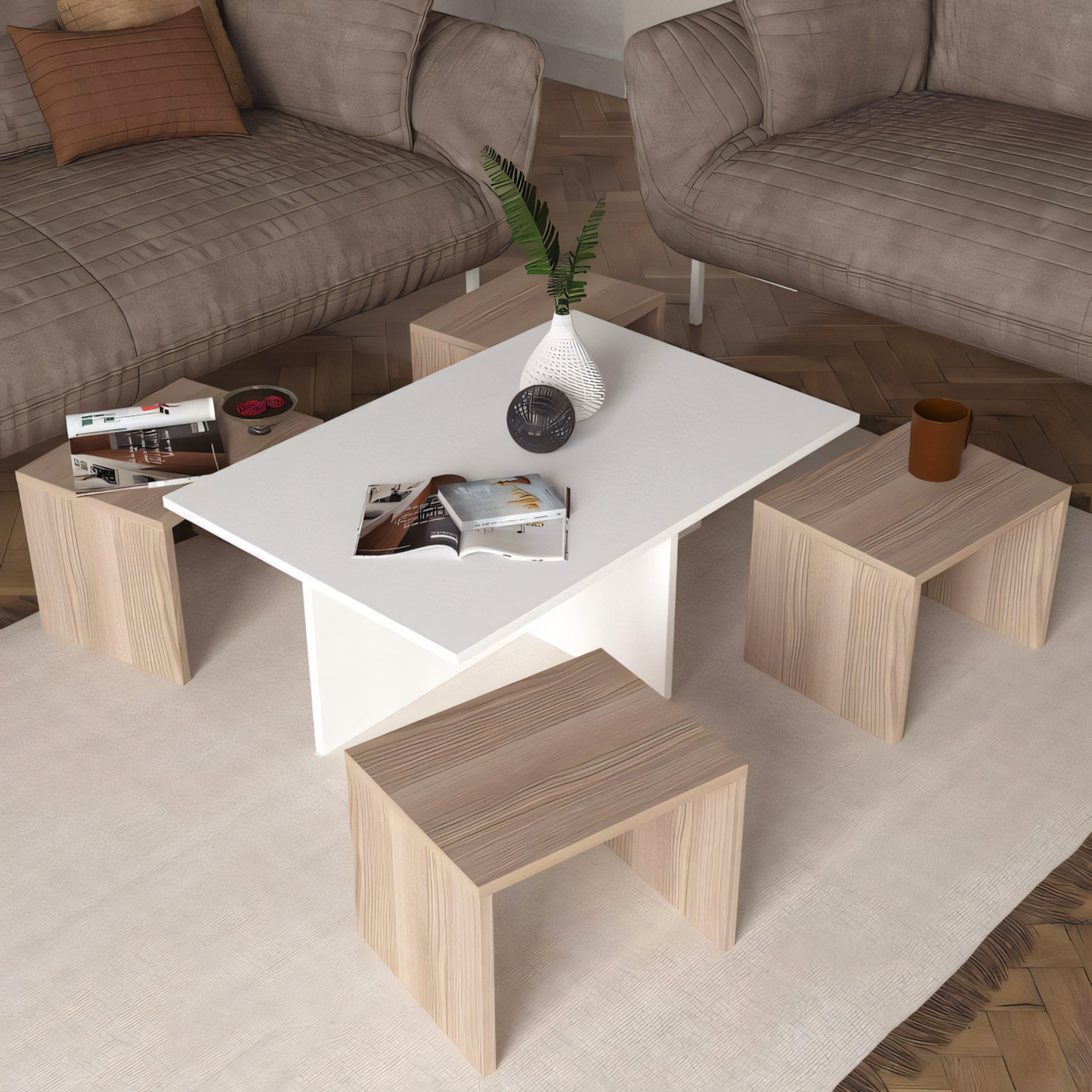 Table Unit | White & Wooden | 100 x 60 x 45 | TA37