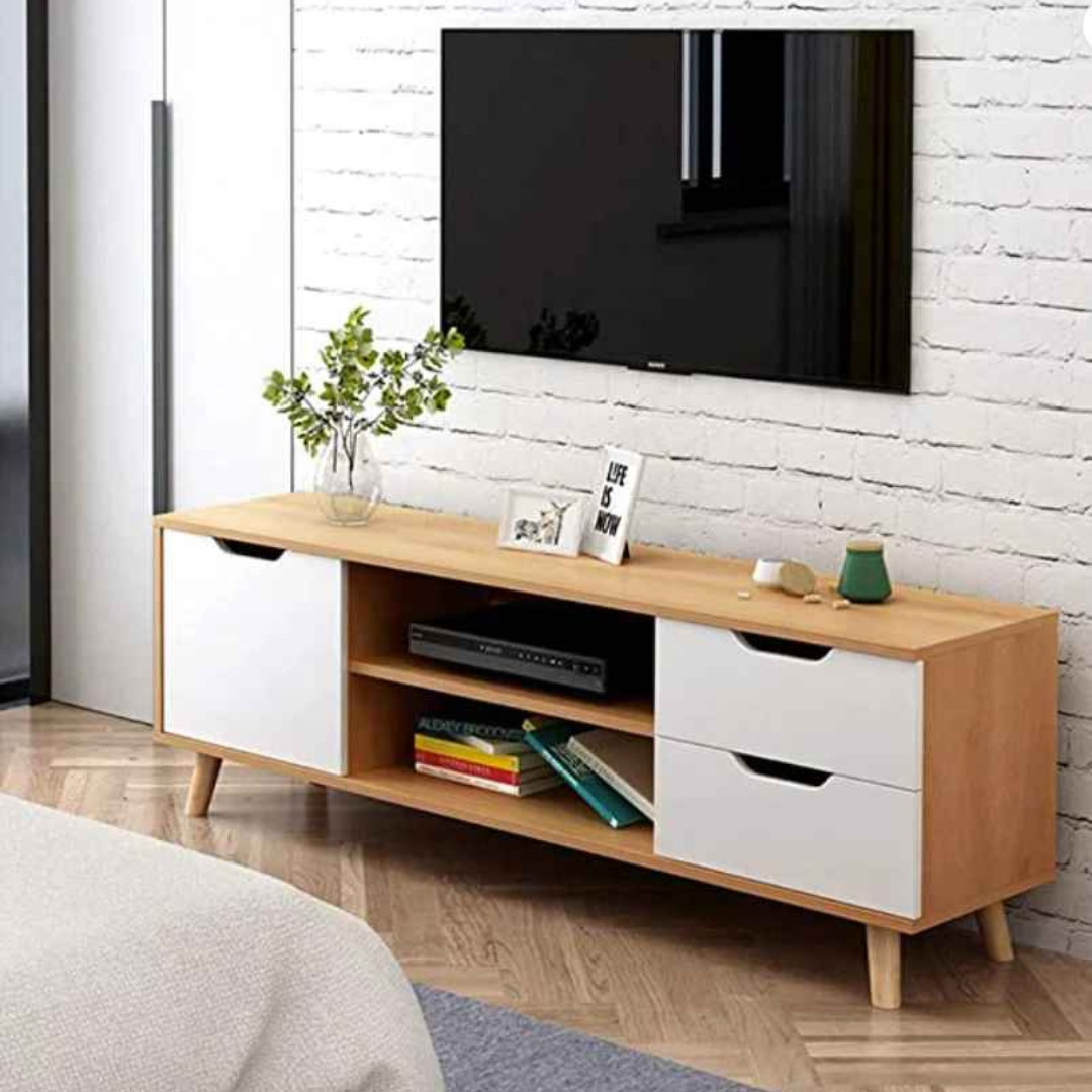 Tv Unit | White & Wooden | 150 x 40 x 40 | TV47