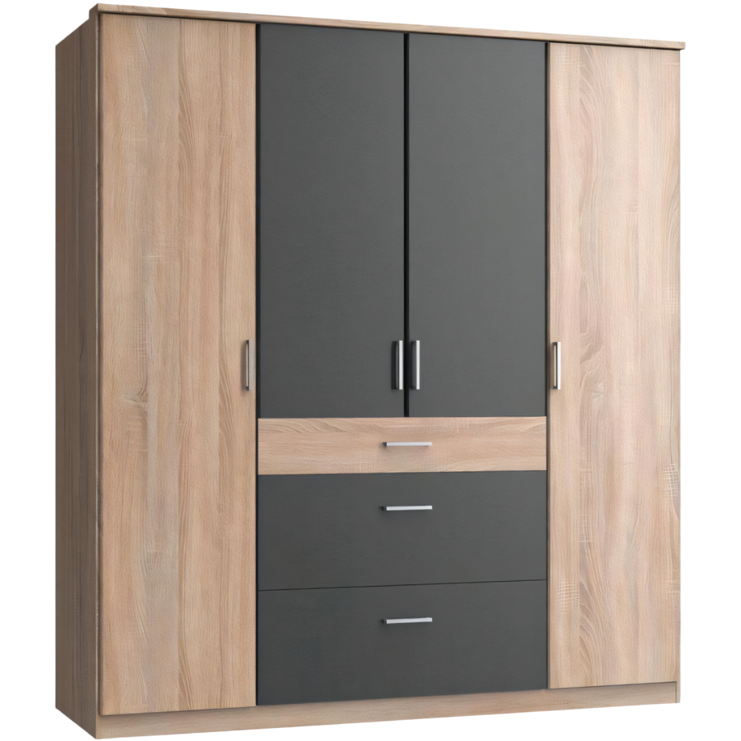 Wardrobe | Wooden & Black | 160 x 50 x 200 | WD18
