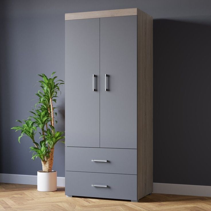 Wardrobe | Beige & Grey | 80 x 50 x 220 | WD56