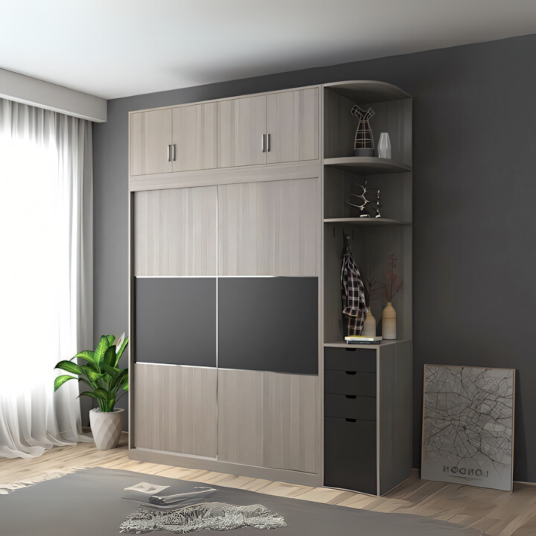 Wardrobe | Grey & Wooden | 180 x 50 x 240 | WD5