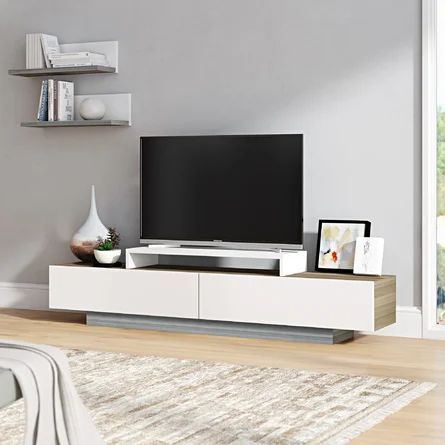 Tv Unit | White & Wooden | 180 x 40 x 40 | TV10