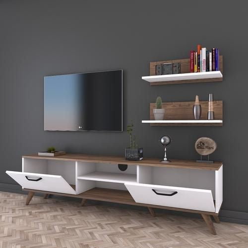 Tv Unit | White & Wooden | 160 x 40 x 40 | TV15