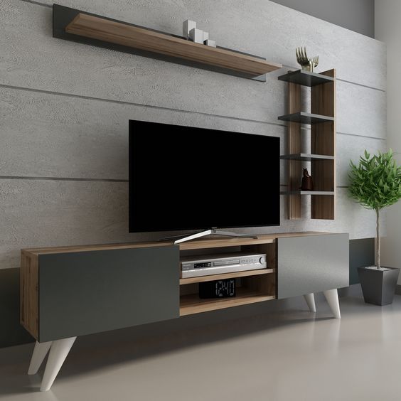 Tv Unit | Black & Wooden | 160 x 40 x 40 | TV25