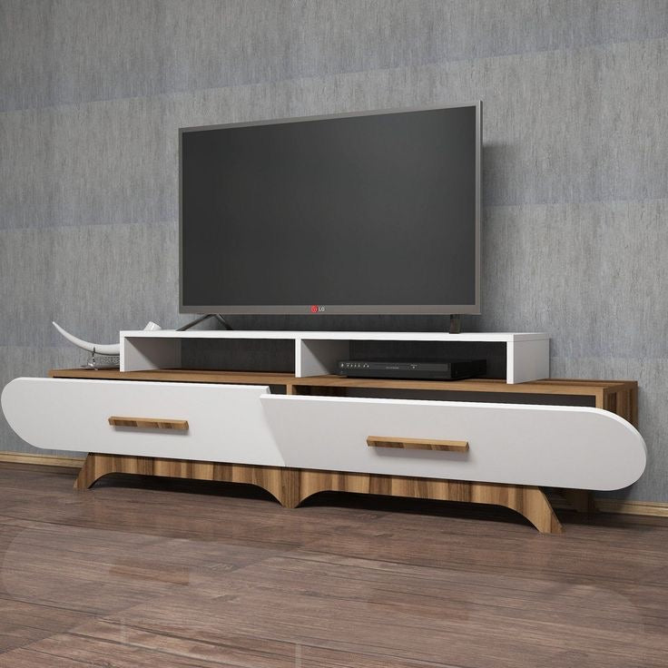 Tv Unit | White & Wooden | 180 x 40 x 40 | TV76