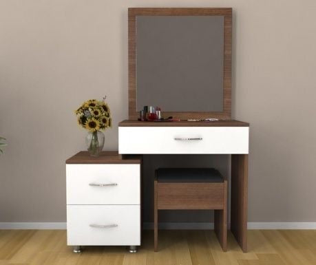 Makeup Vanity | White & Brown | 100 x 40 x 140 | GI7