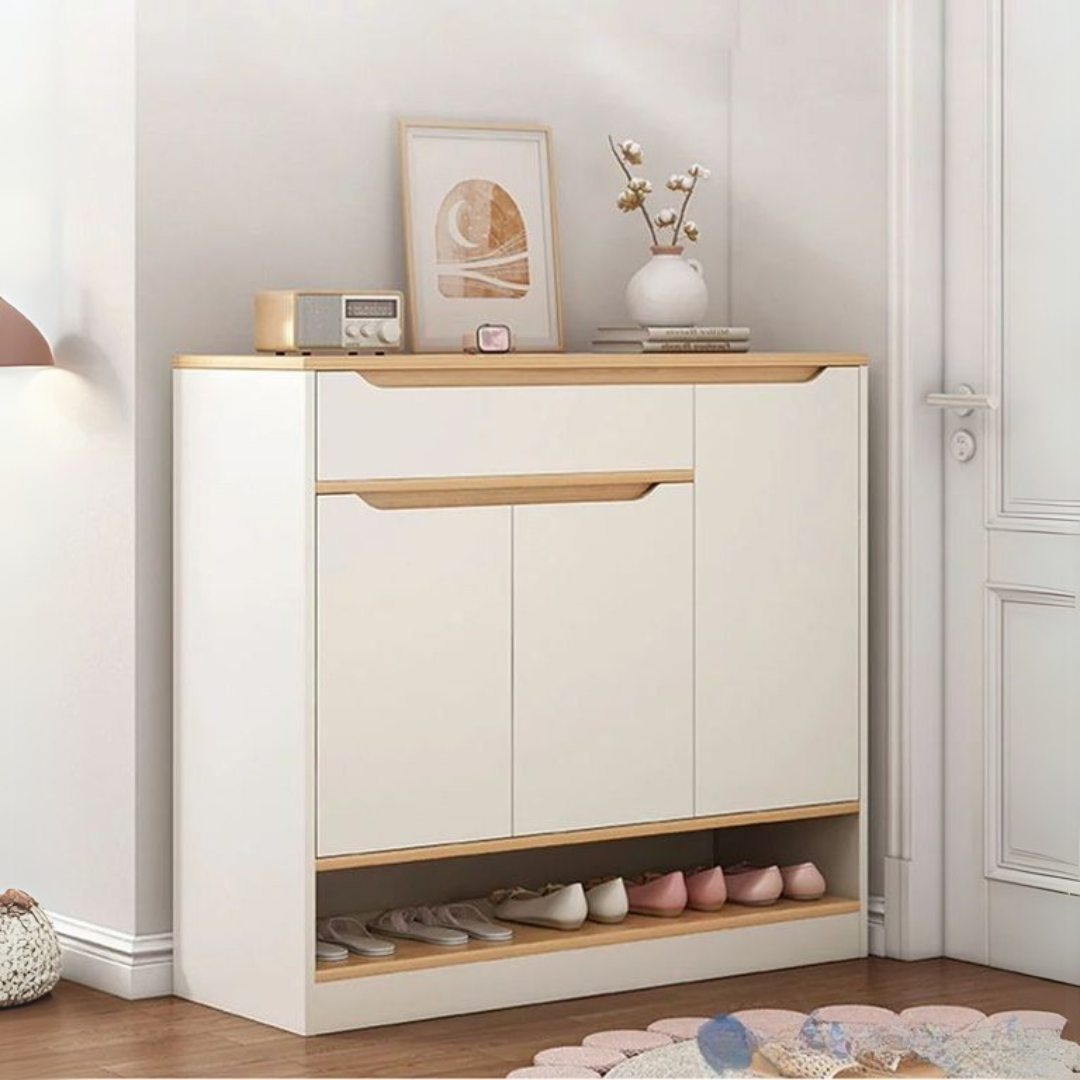 Shoe closet | White & wooden | 120 x 40 x 100 | Su9