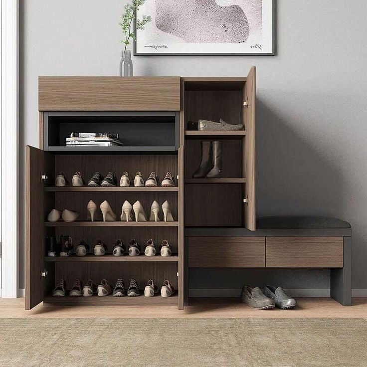 Shoe Closet | Brown & Dark Grey | 140 x 40 x 120 | SU87