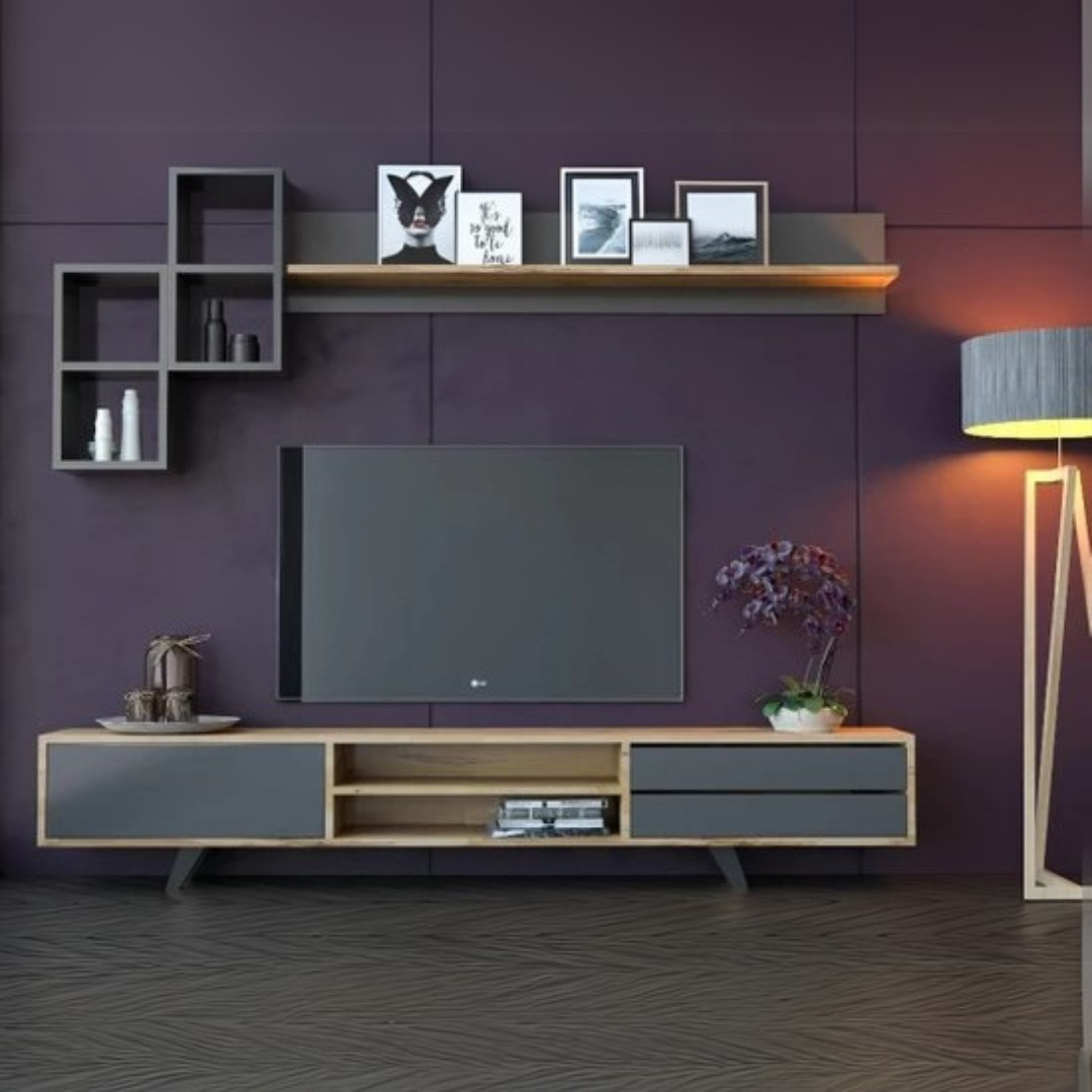 Tv Unit | Black & wooden| 180 x 40 x 40 | Tv20