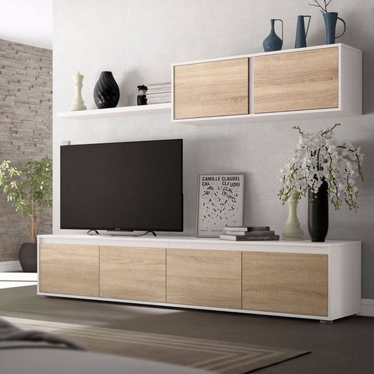 Tv Unit | White & Wooden | 180 x 40 x 40 | TV30