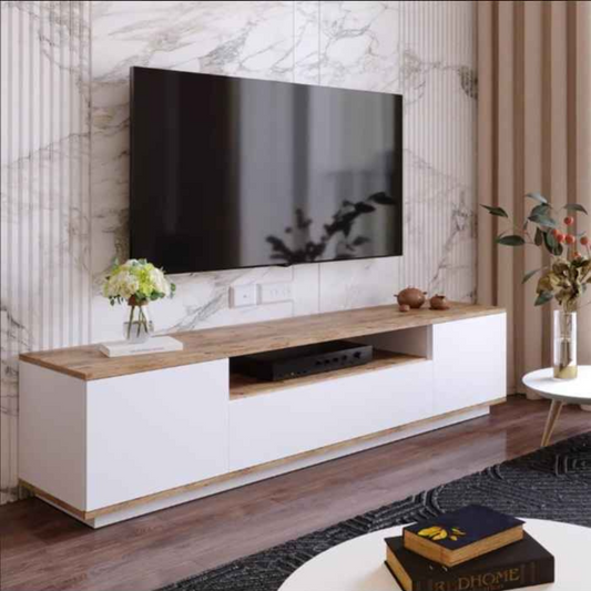 Tv Unit | White & Wooden | 160 x 40 x 40 | TV53