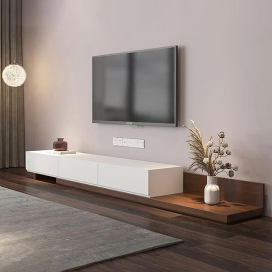 Tv Unit | White & Wooden | 240 x 40 x 40 | TV68