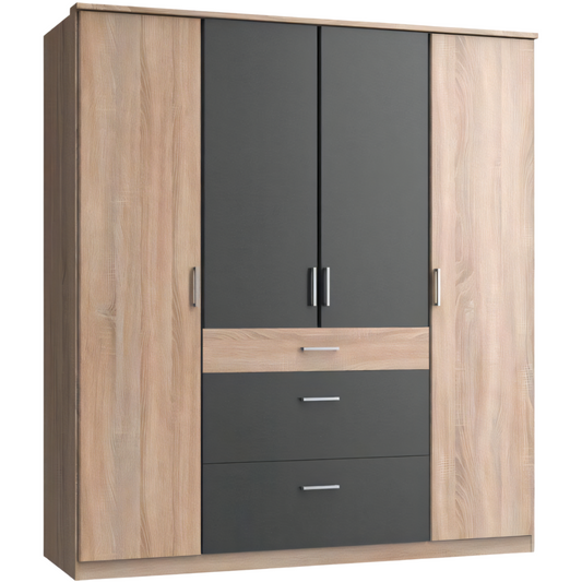 Wardrobe | Wooden & Black | 160 x 50 x 200 | WD18