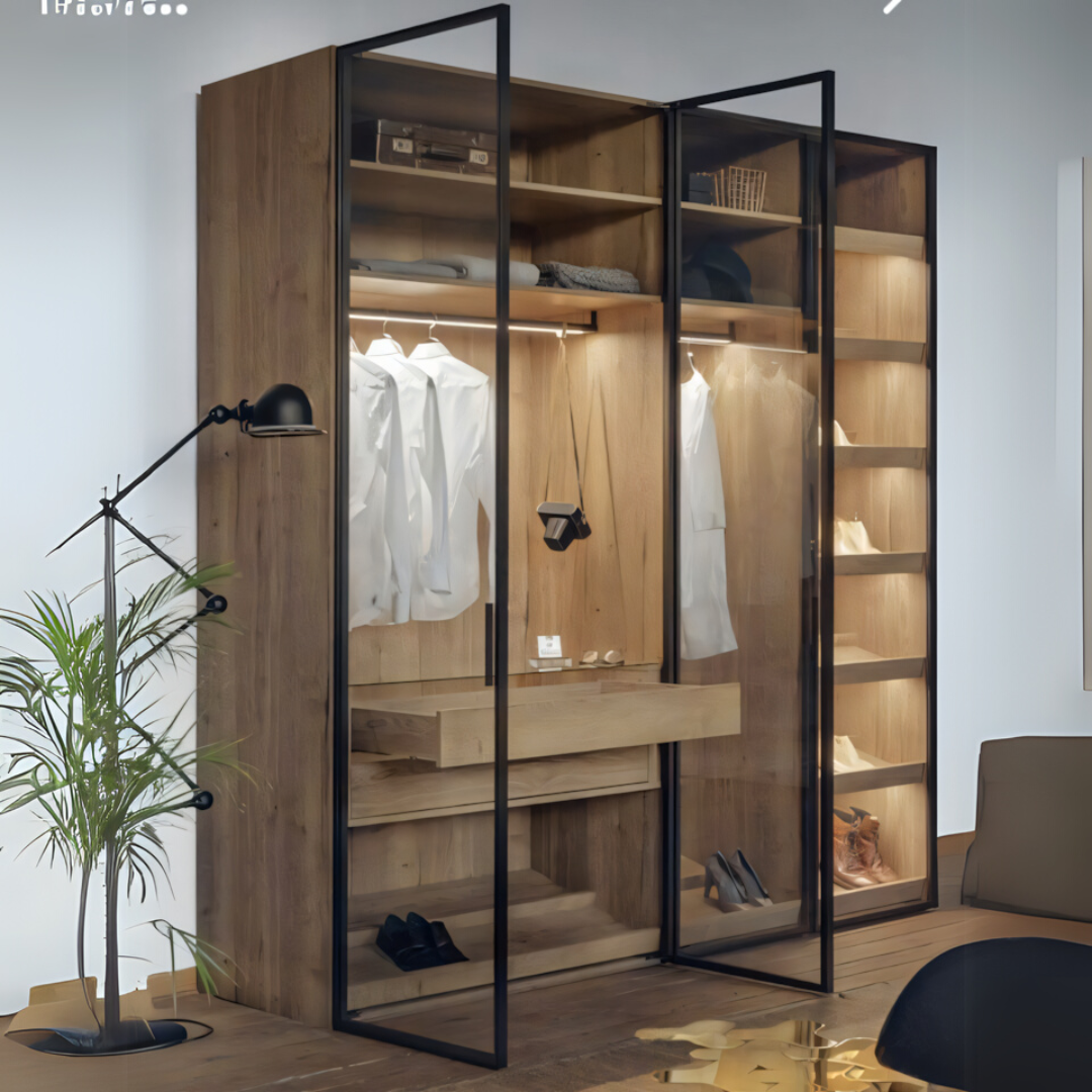 Wardrobe | Wooden & Black | 160 x 50 x 200 | WD1