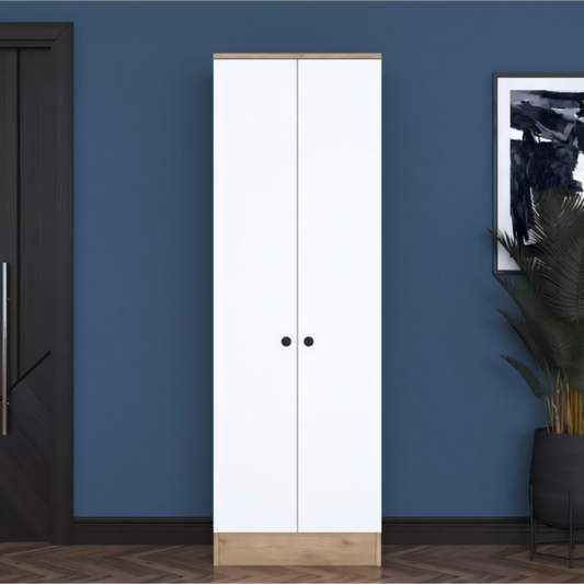 Wardrobe | Wooden & White | 80 x 50 x 220 | WD42
