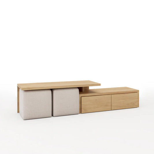 Tv Unit | White & Wooden | 200 x 40 x 40 | TV100
