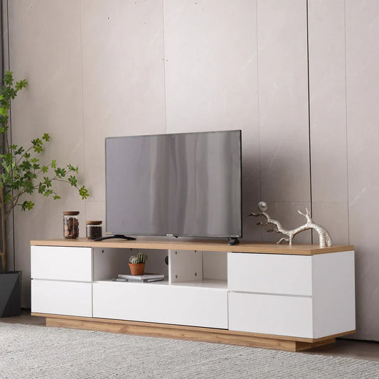 Tv Unit | White & Wooden | 220 x 40 x 40 | TV106