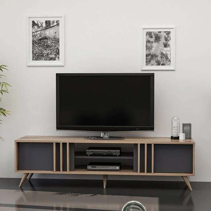 Tv Unit | Black & Wooden | 180 x 40 x 40 | TV107