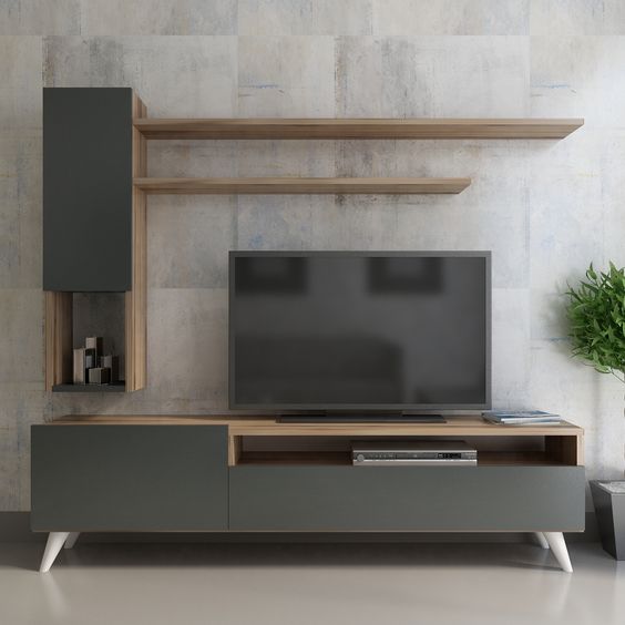 Tv Unit | Black & wooden| 160 x 35 x40 | Tv1