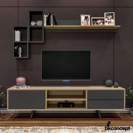 Tv Unit | Black & Wooden | 180 x 40 x 40 | TV27