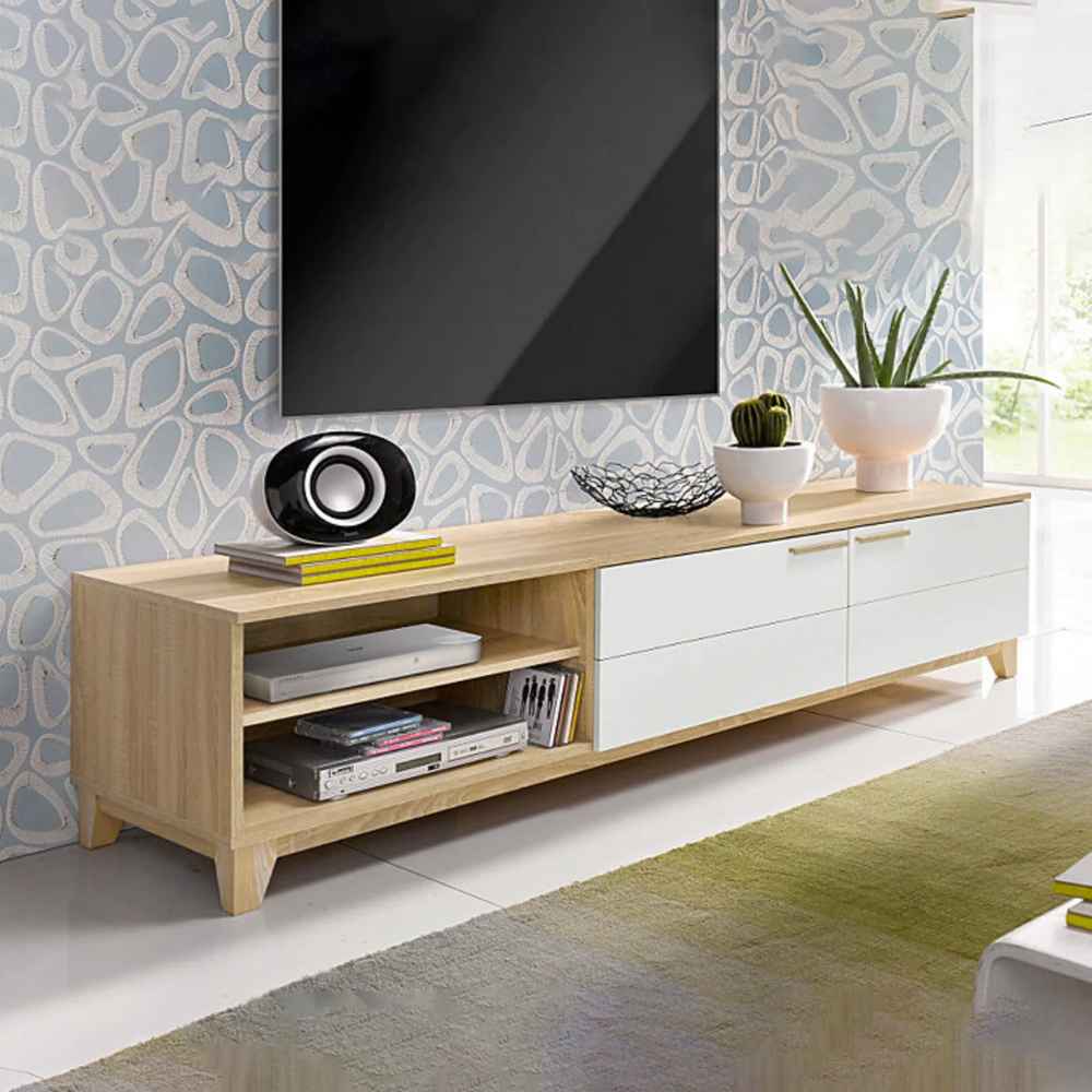 Tv Unit | White & Wooden | 180 x 40 x 40 | TV65
