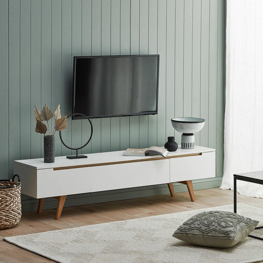 Tv Unit | White & Wooden | 160 x 40 x 40 | TV67
